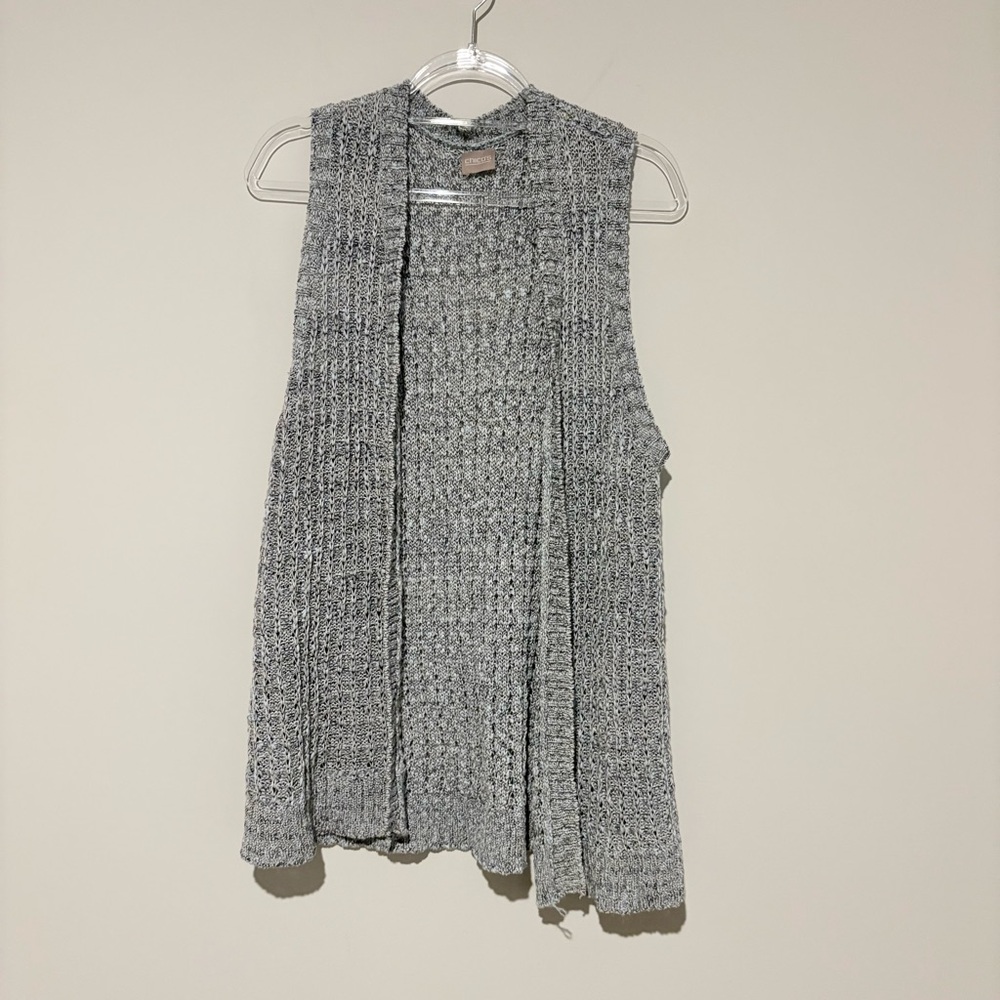 CHICOS knitted breathable cotton sweater‎ vest cardigan blue grey
